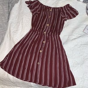 Rue21 Maroon & White Striped Dress.